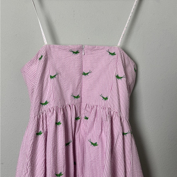 Lilly Pulitzer Seersucker Lottie Dress in Party Hopper Embroidery Twee Size 10 - Picture 7 of 14